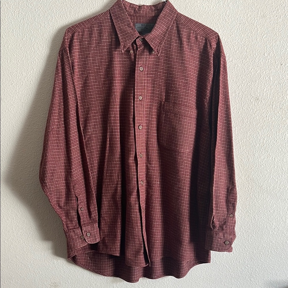 Men's Red Checkered Button-Up Shirt